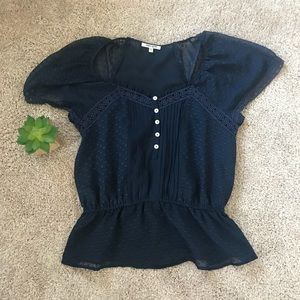 Size small navy blue sheer blouse-Daniel rainn